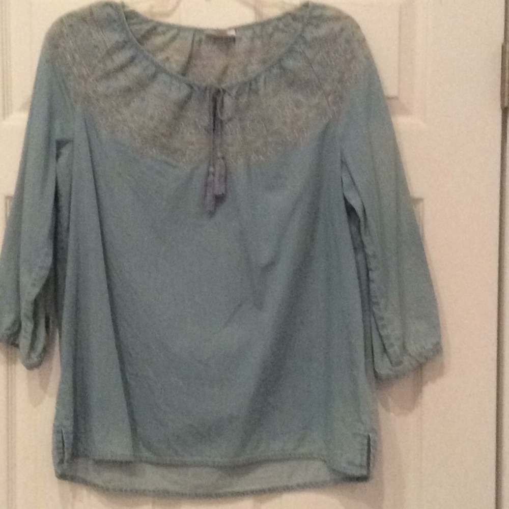 Peasant denim top